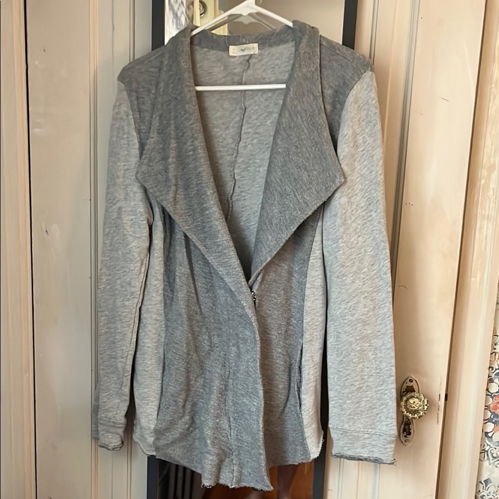 Gray Open Front Cardigan